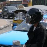 Traffic and taxis in central Bangkok, Thailand