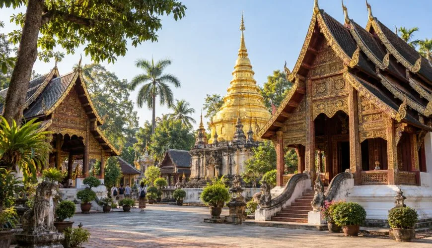 Traditional Lanna temple architecture in Chiang Mai