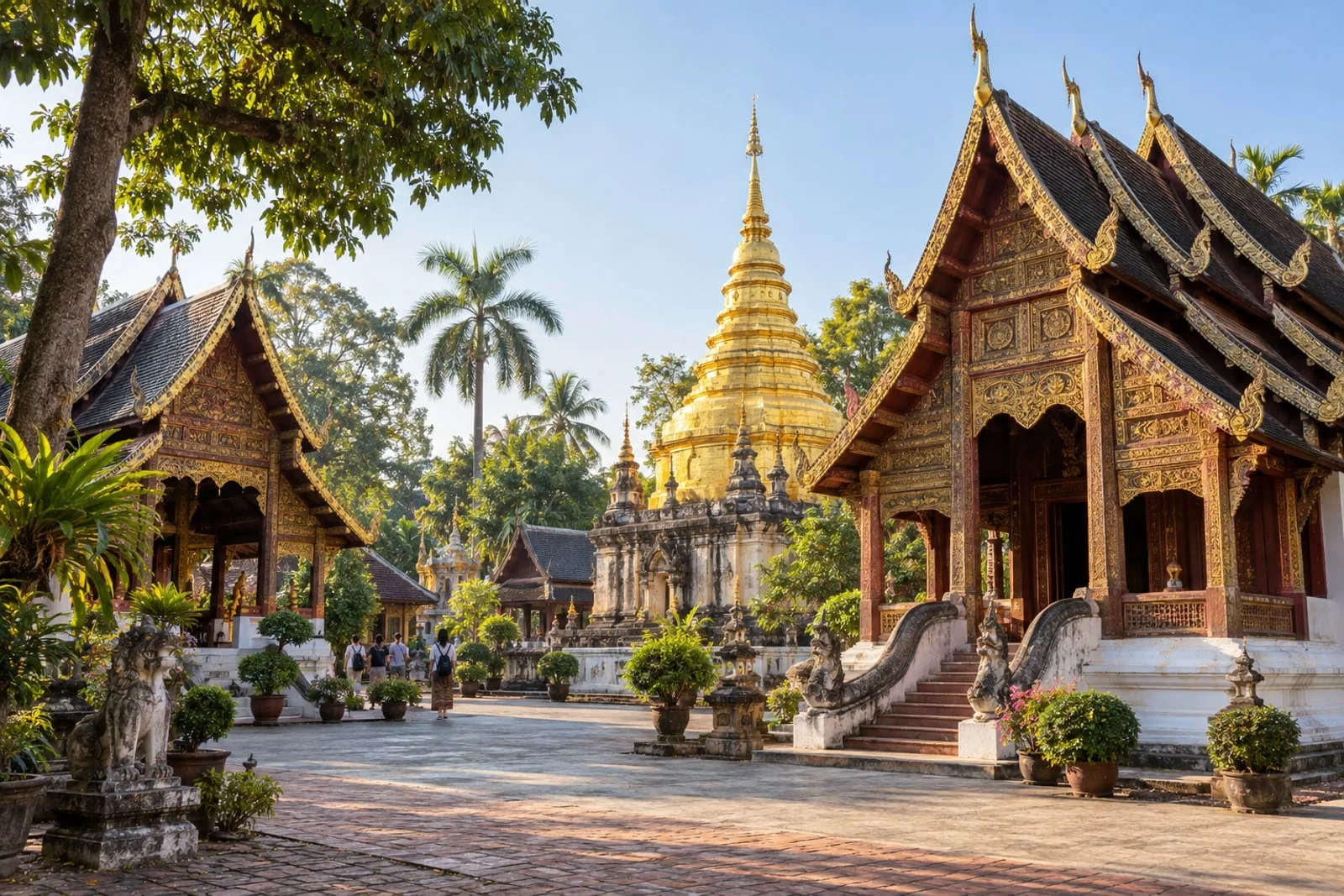 Traditional Lanna temple architecture in Chiang Mai