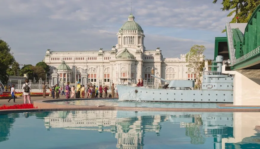 Ananta Samakhom Throne Hall and its reflection in Bangkok's Dusit district