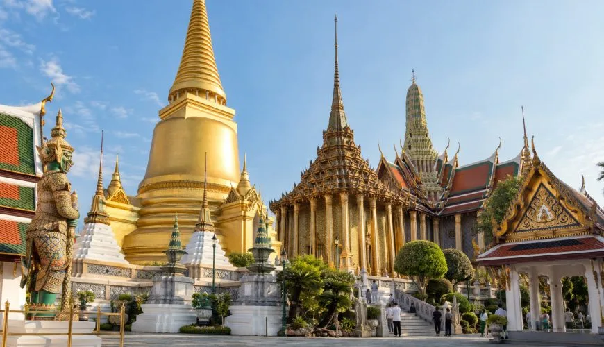 Grand Palace and Wat Phra Kaew complex in Bangkok in the morning