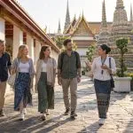Private group visiting Wat Pho with a licensed Thai guide