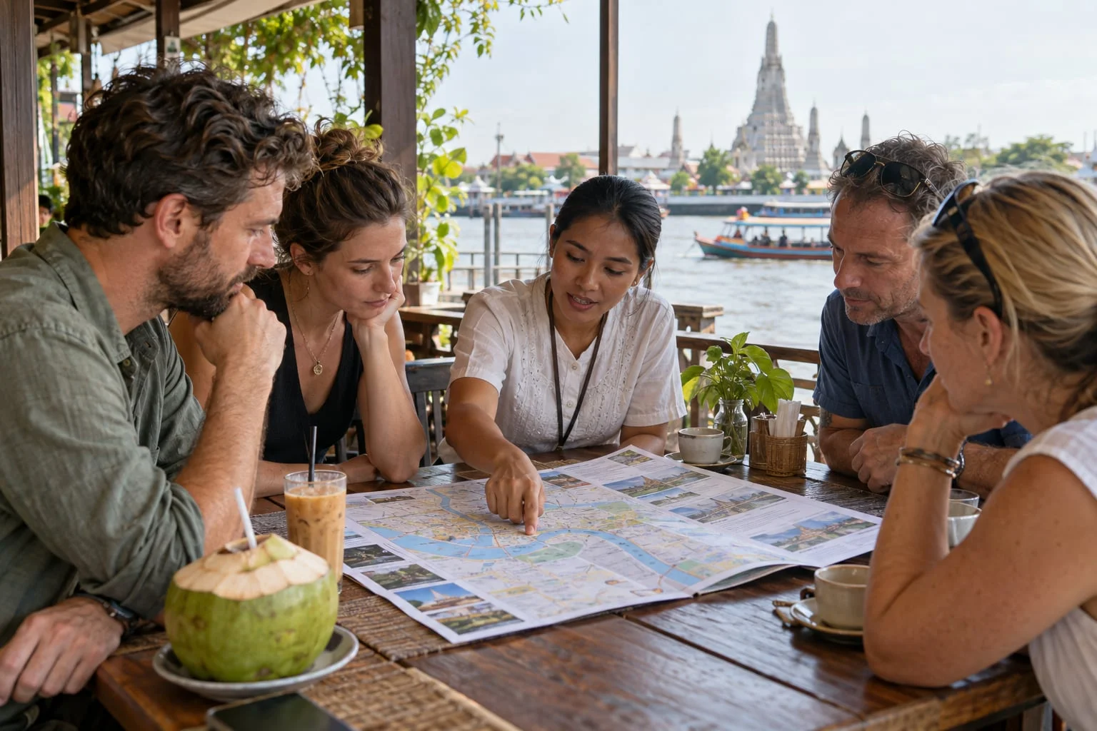 A Thai travel professional planning a private Bangkok itinerary with four travellers