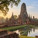 Temple ruins in Ayutthaya Historical Park in the morning